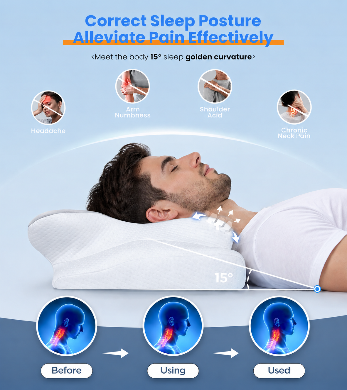 LUNOVIA™ Adjustable Cervical Memory Foam Pillow